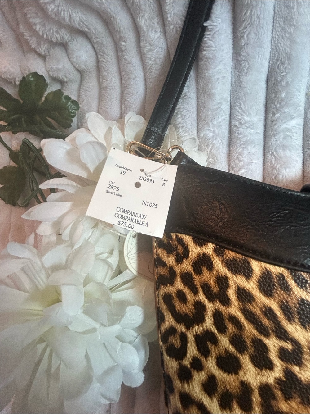 Leopard Print Shoulder Bag with Black Accent Trim